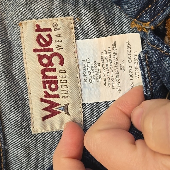 Vintage Wrangel Mens Y2K Rugged Wear Blue Denim Jacket Sz XXL USA - Picture 4 of 9